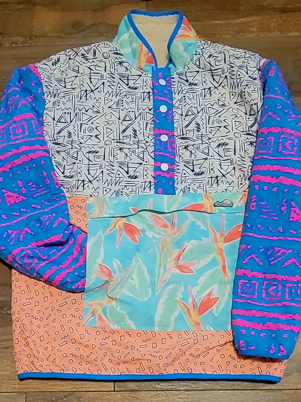 Chubbies 80 Beachubbies Multicolor Patchwork Pullover - Blue, Pink, Peach & Teal